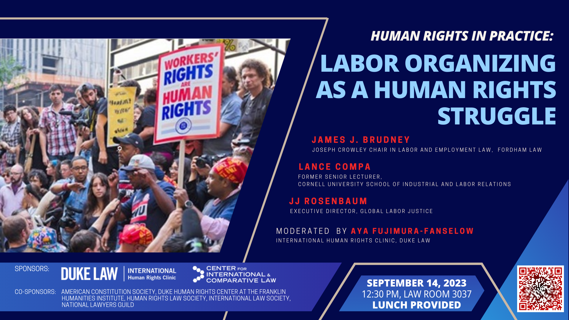 Event flyer for Labor Organizing as a Human Rights Struggle