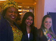 L-R:  U.N. Special Rapporteur Joy Ngozi Ezeilo, Sitara Witanachchi '14, and Isabella Bellera '14