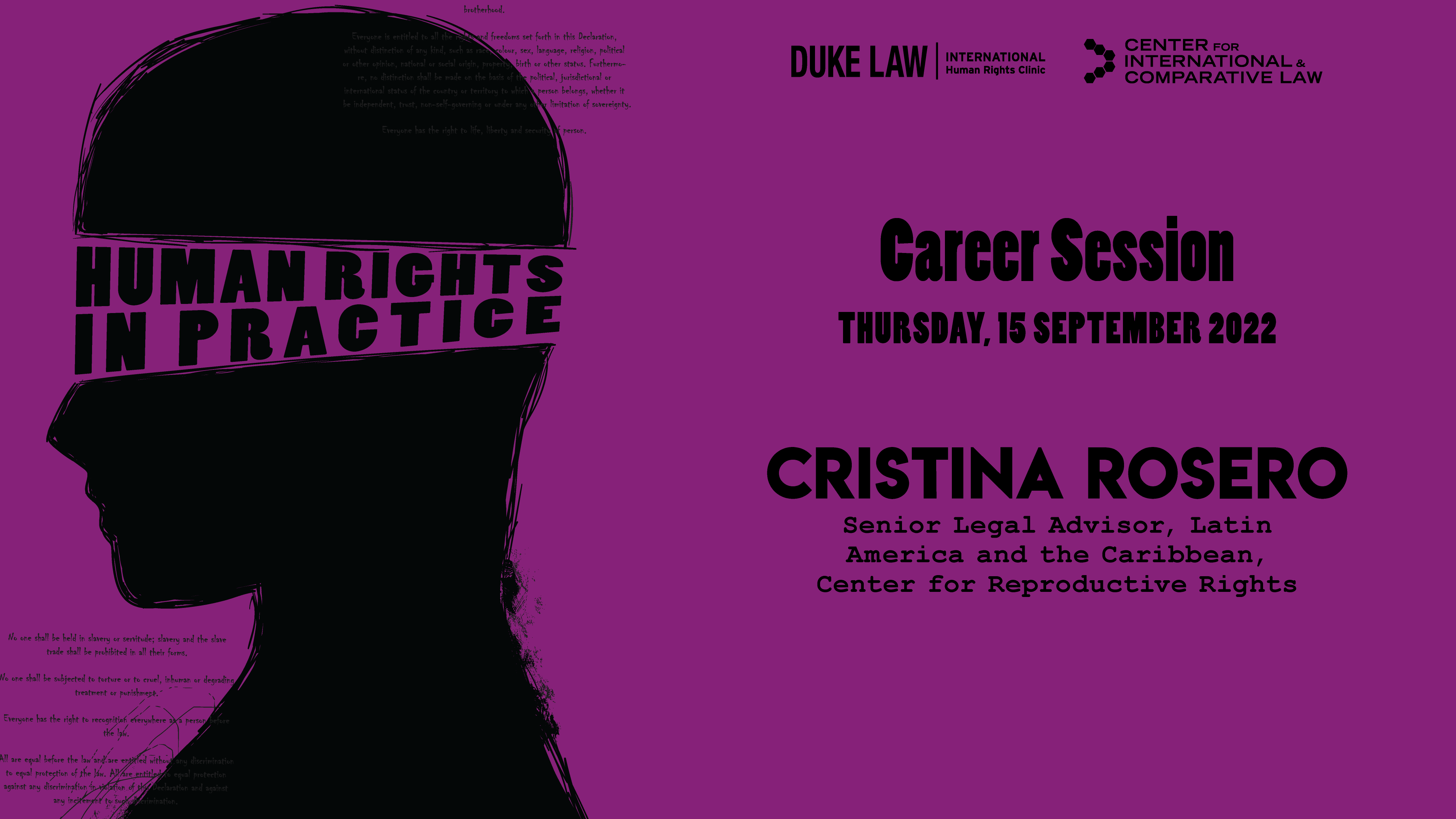 Career Session with Cristina Rosero, September 15, 2022, 1:30 p.m.