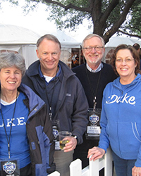 Janse Haywood supporting the Blue Devils at the 2012 Belk Bowl in Charlotte, N.C. with, L-R: Nancy Metzloff, Professor Thomas Metzloff and Richard Schmalbeck