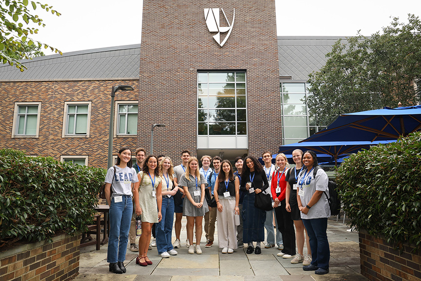 Students in front of Duke Law