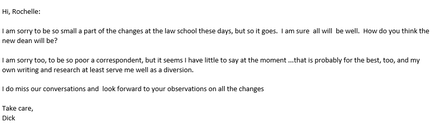 Email from Dean Richard Danner