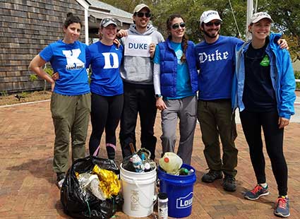 Environmental Law and Policy Clinic students with items retrieved from creeks in Durham, N.C.
