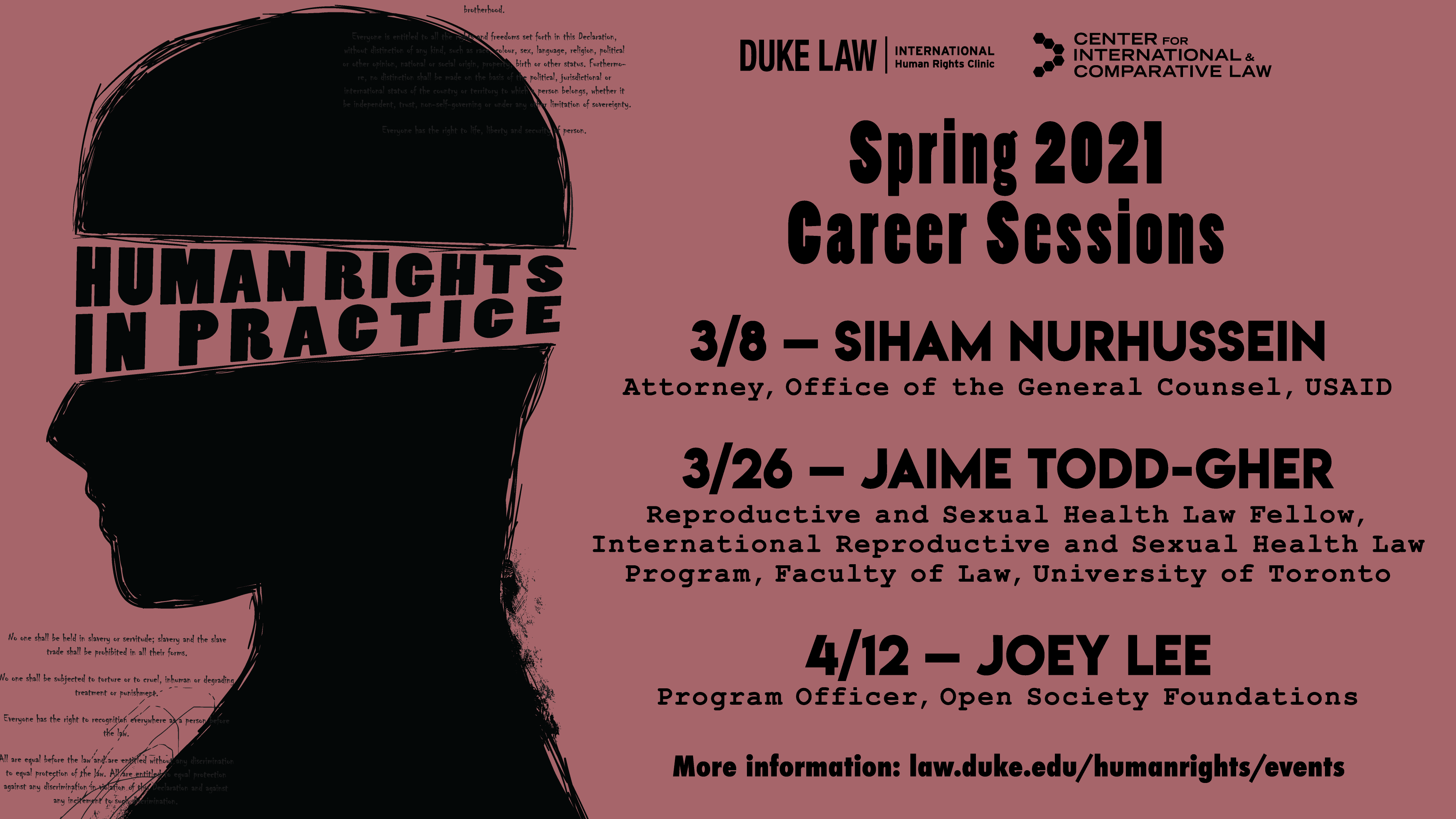 Career Sessions for International Human Rights -- 12 April: Joey Lee
