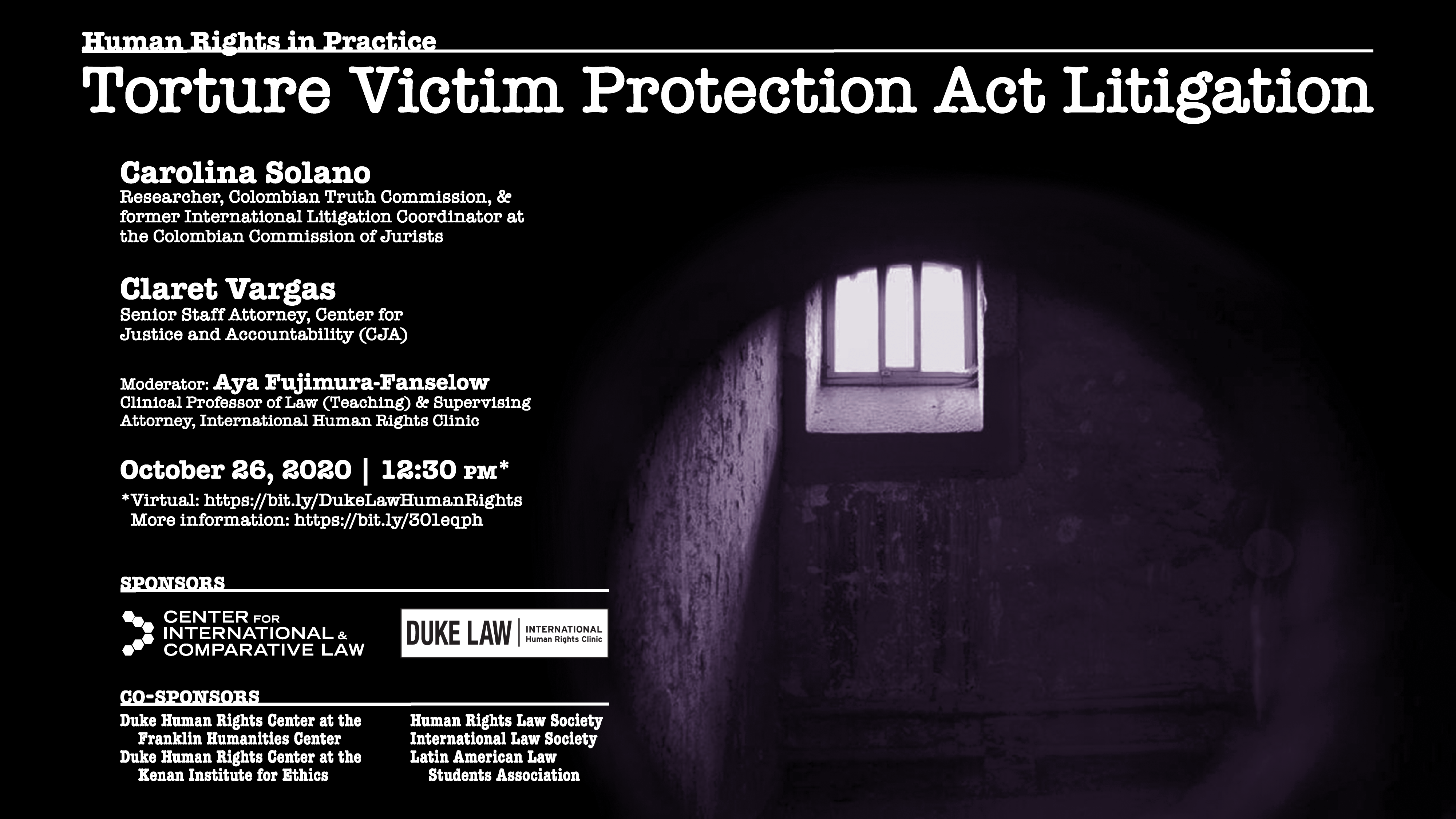 Human Rights in Practice -- Torture Victim Protection Act Litigation; Monday, October 26, 2020, at 12:30 p.m.; Virtual