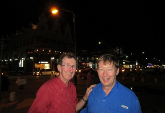 Professors Cox and Dunlap meet on the Caribbean island of Aruba on Dec 22, 2015.