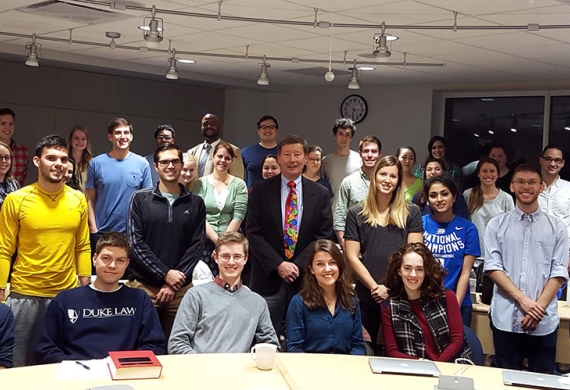 Professor Dunlap with students from his National Security Law class, fall 2015.