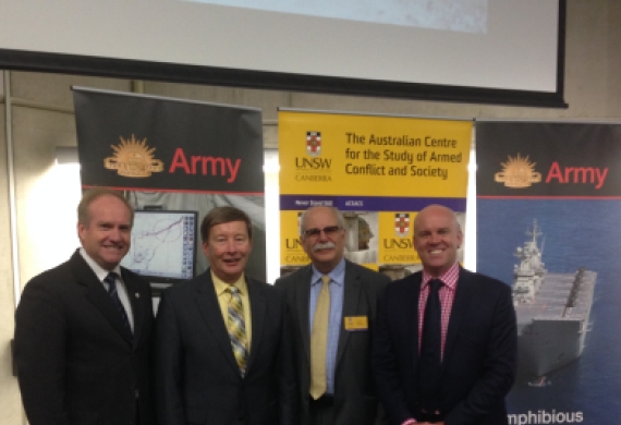 Professor Dunlap with the organizers of the "Ethics Under Fire" conference presented by the Australian Defense Force Academy on June 21-22, in Canberra, AUS.
