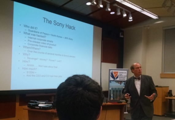 Mr. Paul Rosenzweig, former Assistant Secretary for Policy in the Department of Homeland Security, and Lecturer in Law at George Washington University Law School, gave a lunchtime presentation on cybersecurity on Sept. 21st as part of the LENS lecture series.