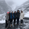 Students in front of glacier in national park