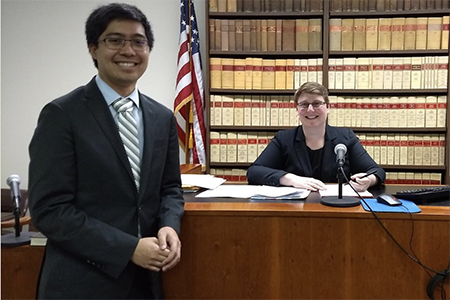 Student and judge after hearing