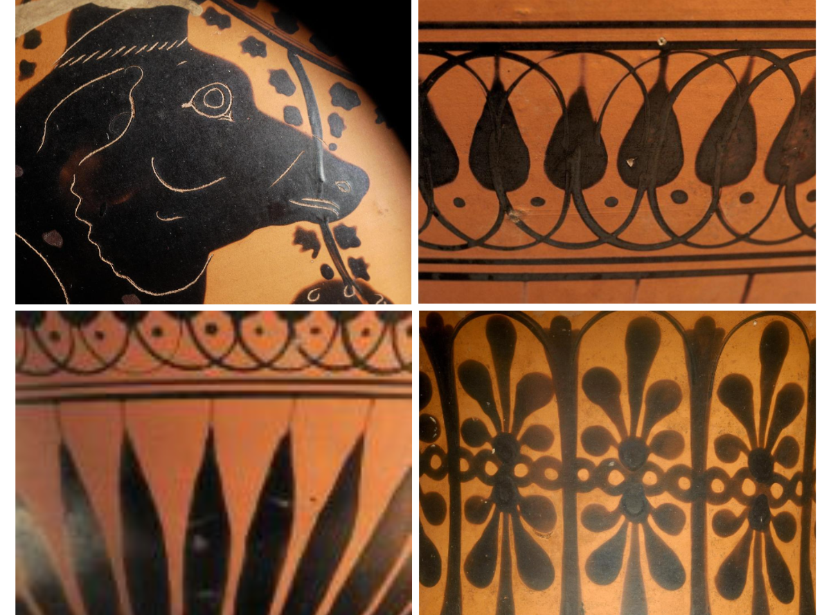 Details from an ancient Greek vase in the collection of The Nasher Museum at Duke University.