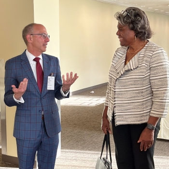 Professor Laurence Helfer and UN Ambassador Linda Thomas-Greenfield