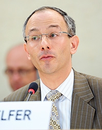 Prof. Laurence Helfer speaking at UN