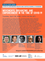 VIRTUAL -- COVID-19: Advancing Rights and Justice During a Pandemic -- Movements, Organizing, and Empowerment in the Time of COVID-19