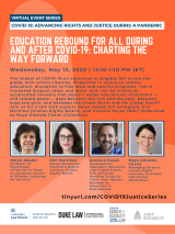 VIRTUAL -- Education Rebound for all During and After COVID-19: Charting the Way Forward | May 13, 2020 at 12:10 p.m.