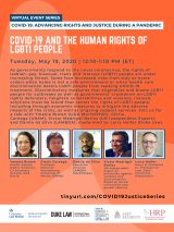 VIRTUAL -- COVID-19: Advancing Rights and Justice During a Pandemic -- COVID-19 and the Human Rights of LGBTI People; May 19, 2020 at 12:10 p.m.